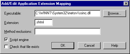 Edit Extension Mapping Dialog